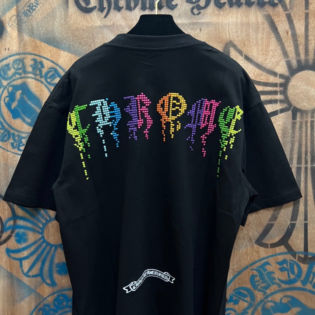 Chrome Hearts 克罗心 彩色绣花圆领短袖 T恤 白色 黑色 A0