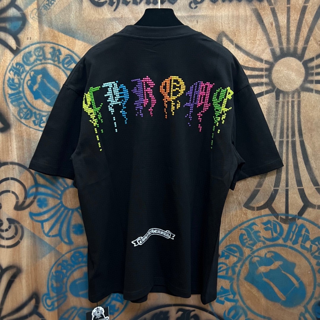 Chrome Hearts 克罗心 彩色绣花圆领短袖 T恤 白色 黑色 A0