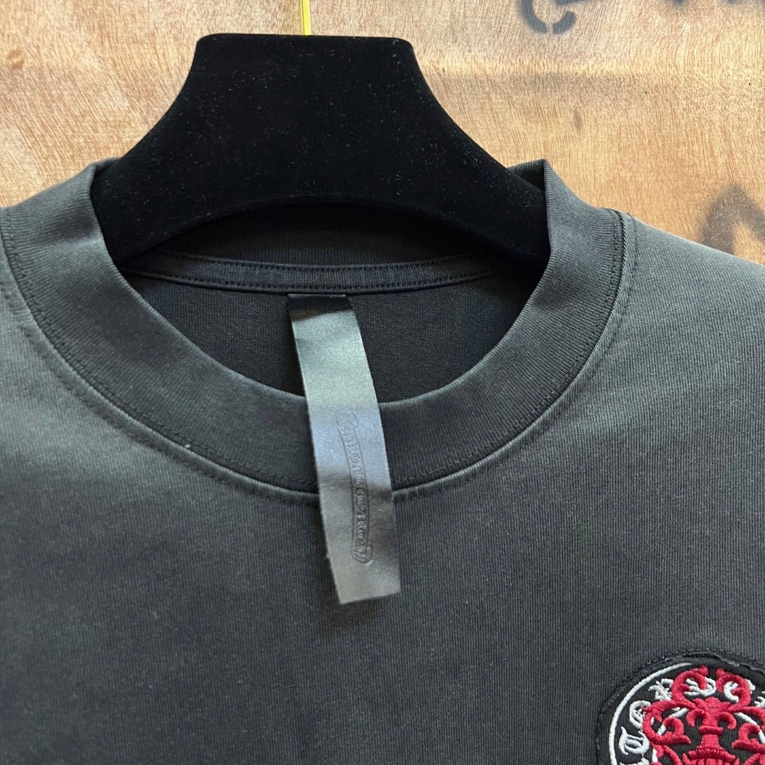 Chrome Hearts 克罗心 做旧红色宝剑绣花圆领短袖 T恤 灰色 黑色 A0