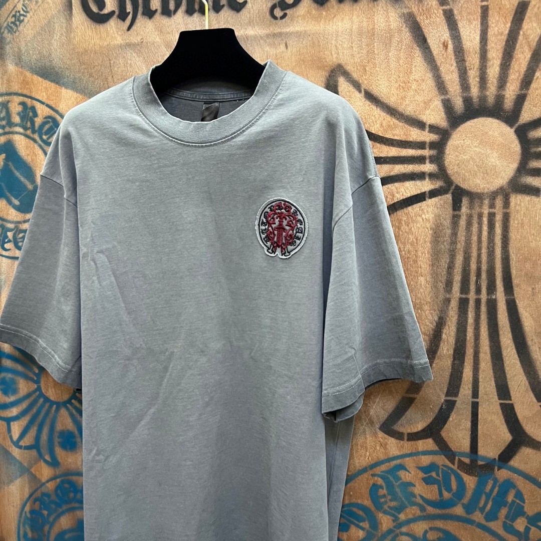 Chrome Hearts 克罗心 做旧红色宝剑绣花圆领短袖 T恤 灰色 黑色 A0