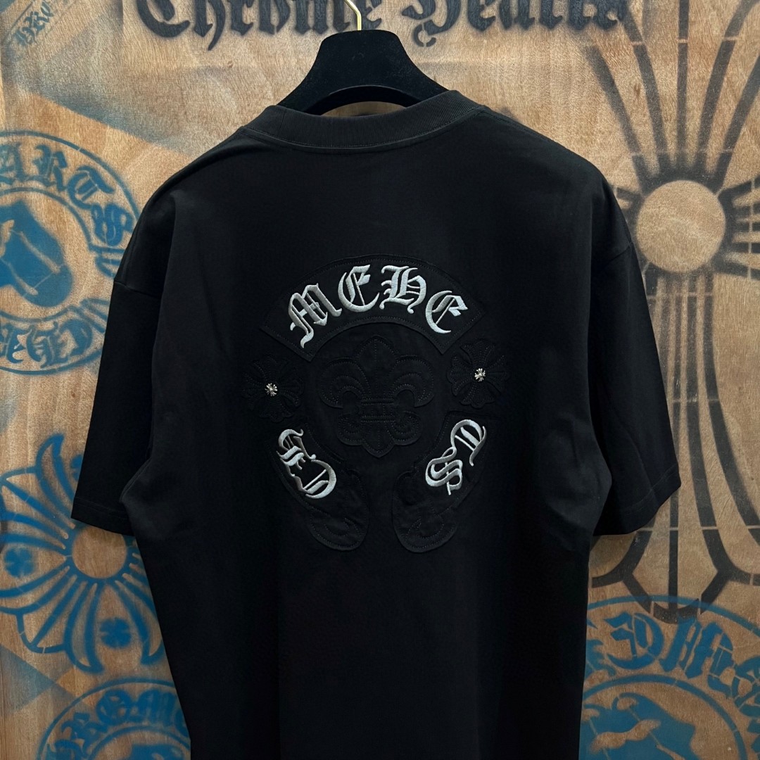 Chrome Hearts 克罗心 马蹄船锚绣花圆领短袖 T恤 黑色 A0