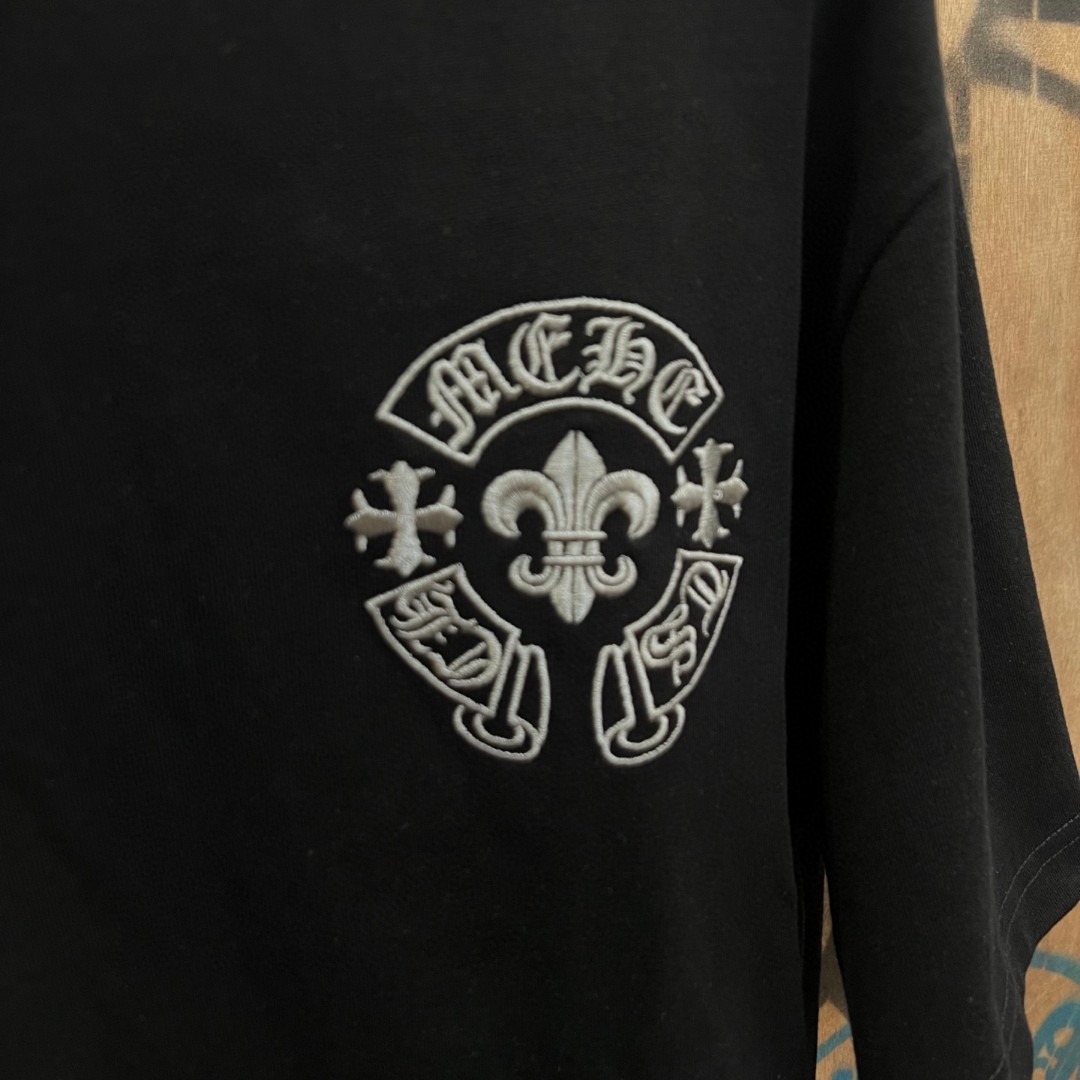 Chrome Hearts 克罗心 马蹄船锚绣花圆领短袖 T恤 黑色 A0