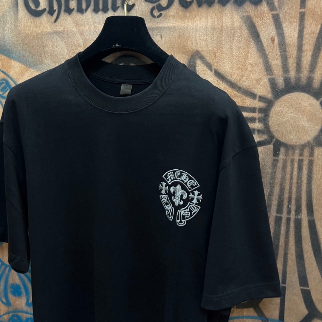 Chrome Hearts 克罗心 马蹄船锚绣花圆领短袖 T恤 黑色 A0