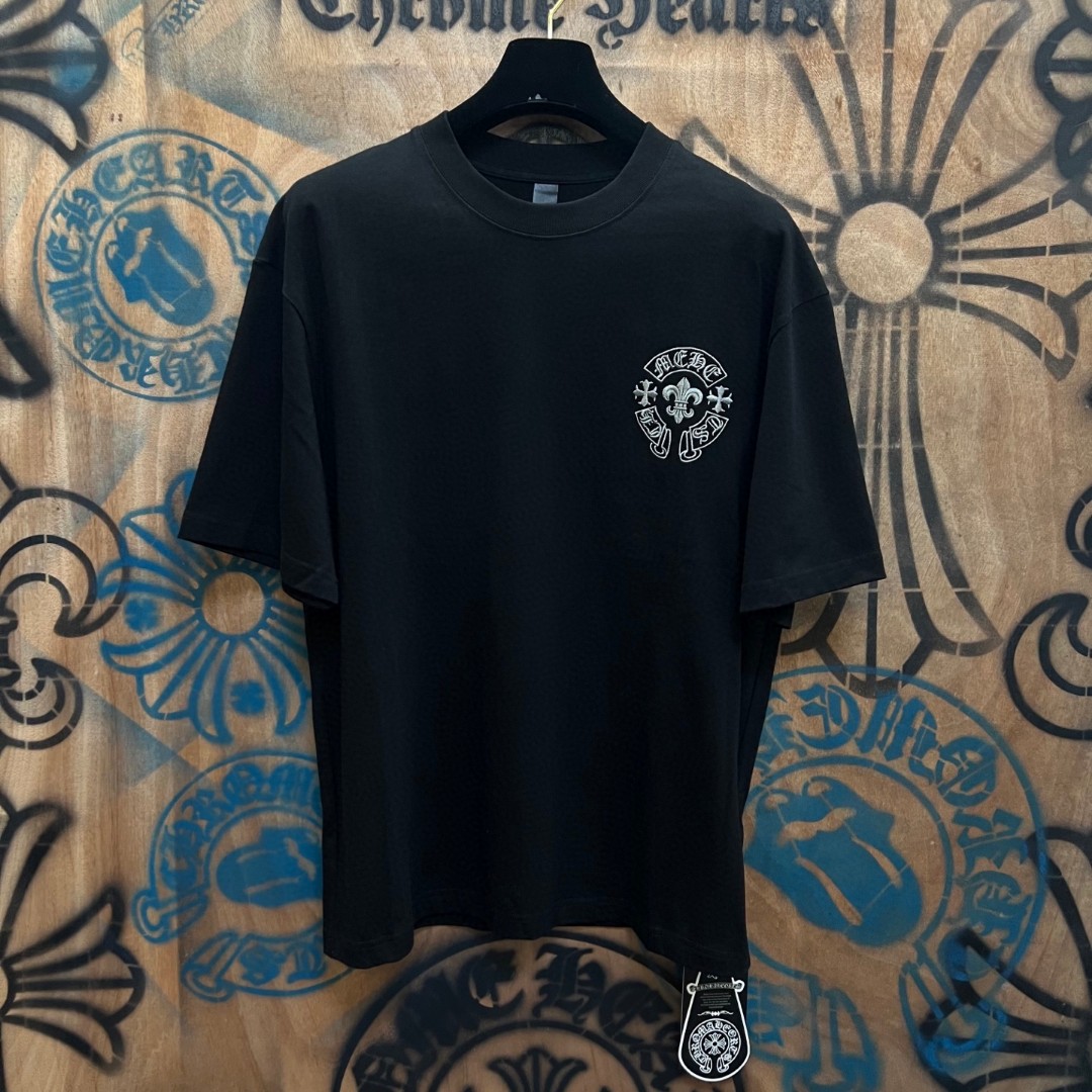 Chrome Hearts 克罗心 马蹄船锚绣花圆领短袖 T恤 黑色 A0