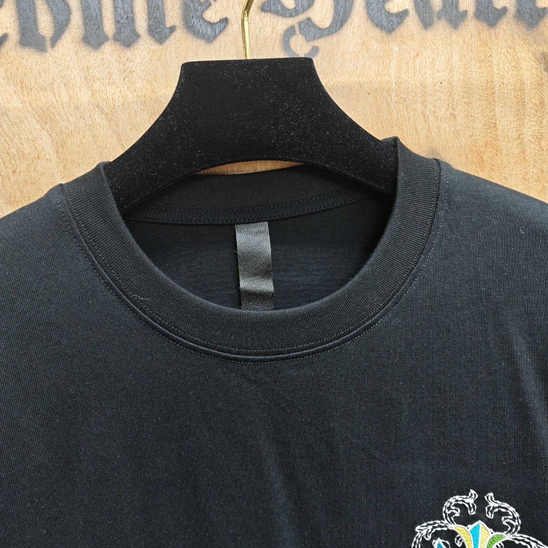 Chrome Hearts 克罗心 彩色十字架梵文绣花圆领短袖 T恤 白色 黑色 A0
