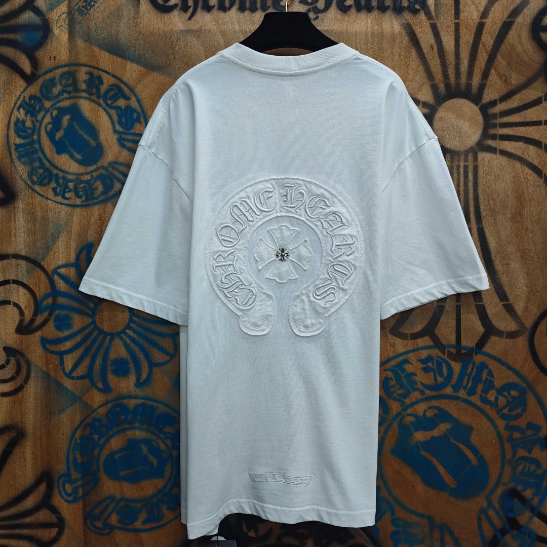 Chrome Hearts 克罗心 马蹄绣花圆领短袖 T恤 白色 黑色 A0
