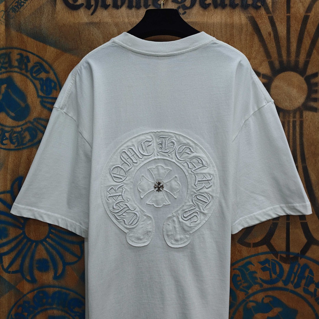 Chrome Hearts 克罗心 马蹄绣花圆领短袖 T恤 白色 黑色 A0