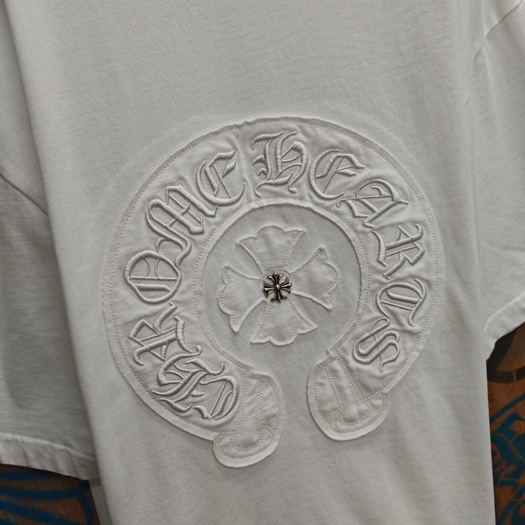 Chrome Hearts 克罗心 马蹄绣花圆领短袖 T恤 白色 黑色 A0