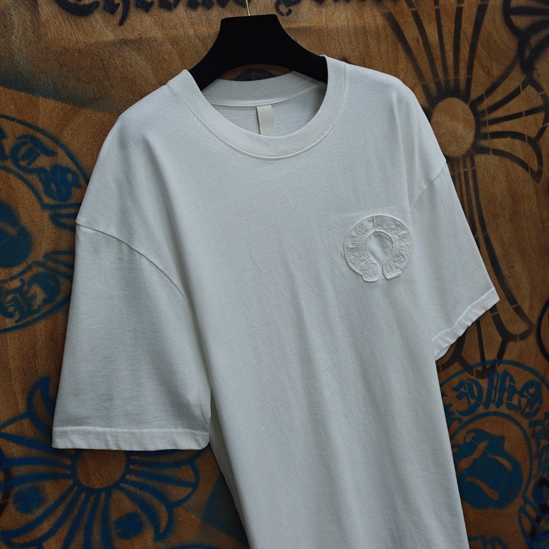 Chrome Hearts 克罗心 马蹄绣花圆领短袖 T恤 白色 黑色 A0