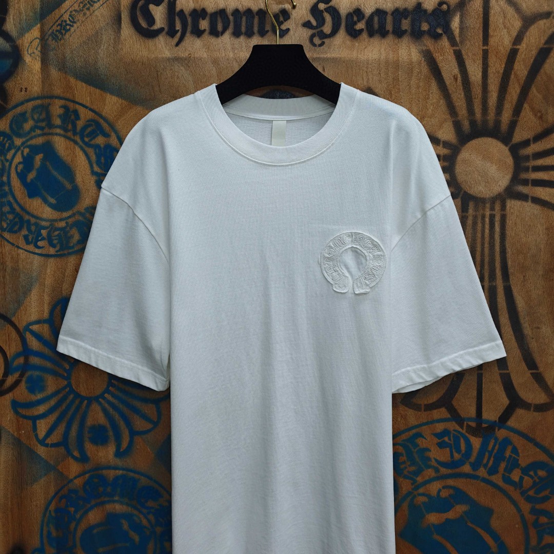 Chrome Hearts 克罗心 马蹄绣花圆领短袖 T恤 白色 黑色 A0