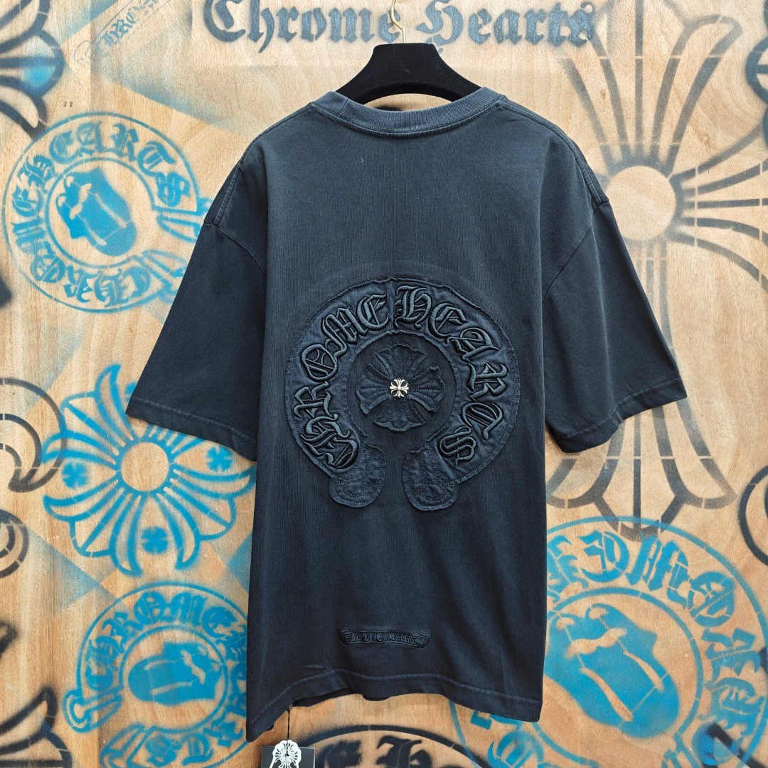Chrome Hearts 克罗心 马蹄绣花圆领短袖 T恤 白色 黑色 A0