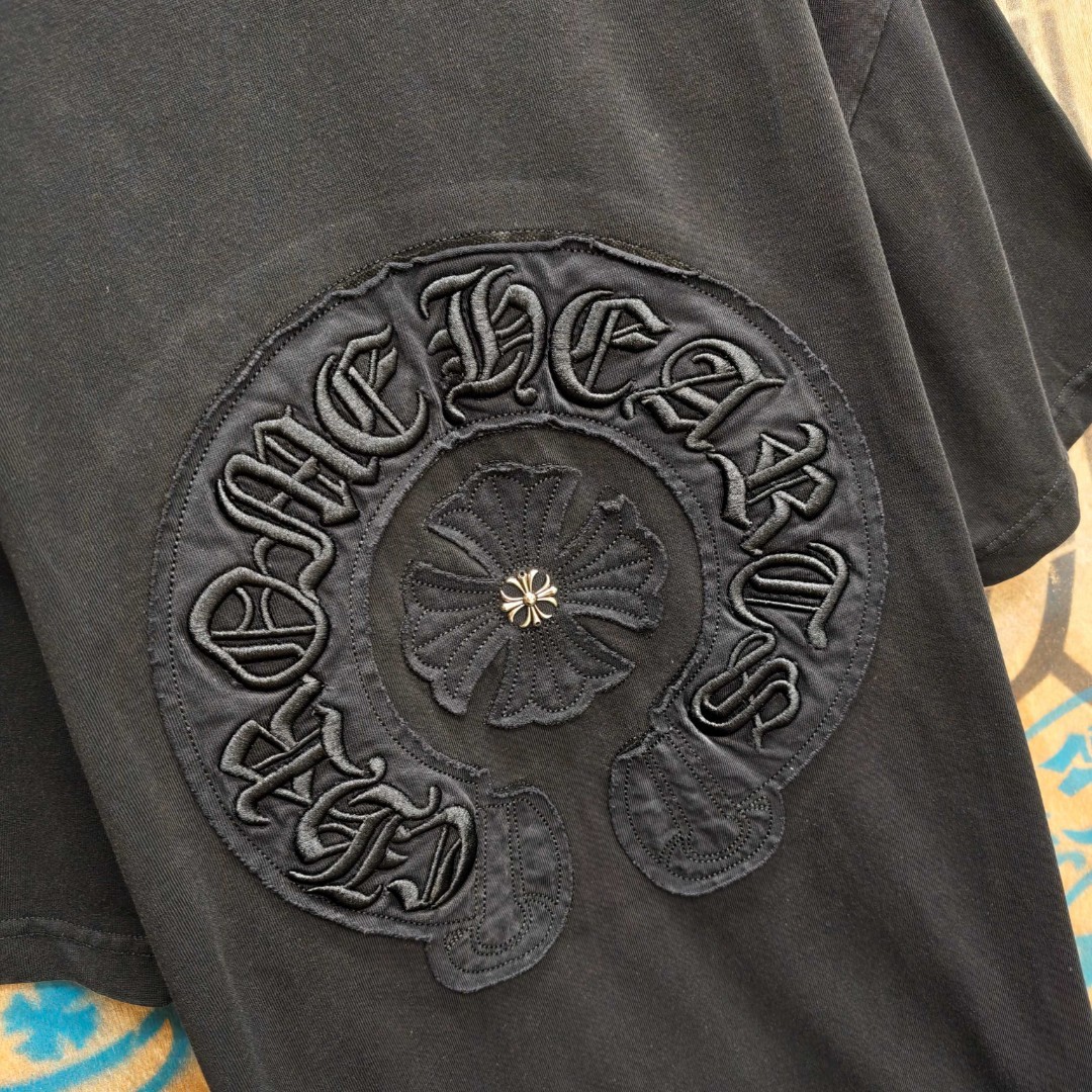 Chrome Hearts 克罗心 马蹄绣花圆领短袖 T恤 白色 黑色 A0