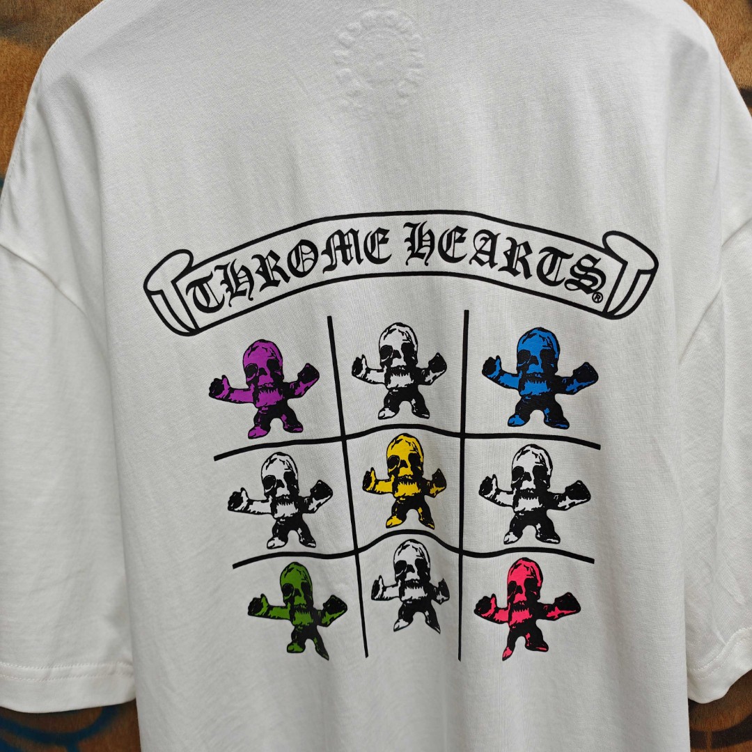 Chrome Hearts 克罗心 彩色骷颅头印花圆领短袖 T恤 白色 A0