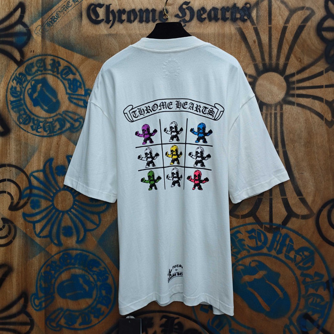 Chrome Hearts 克罗心 彩色骷颅头印花圆领短袖 T恤 白色 A0