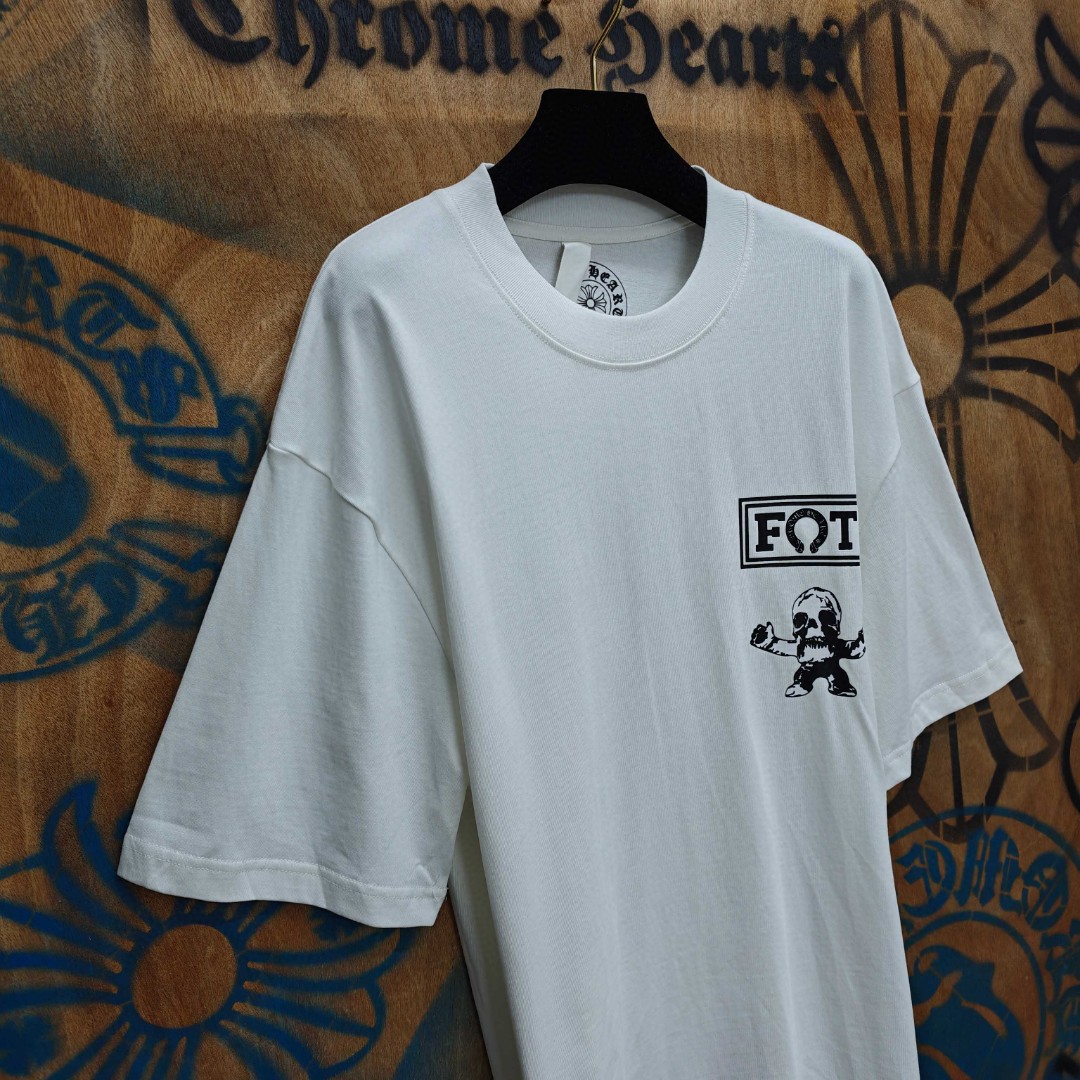 Chrome Hearts 克罗心 彩色骷颅头印花圆领短袖 T恤 白色 A0