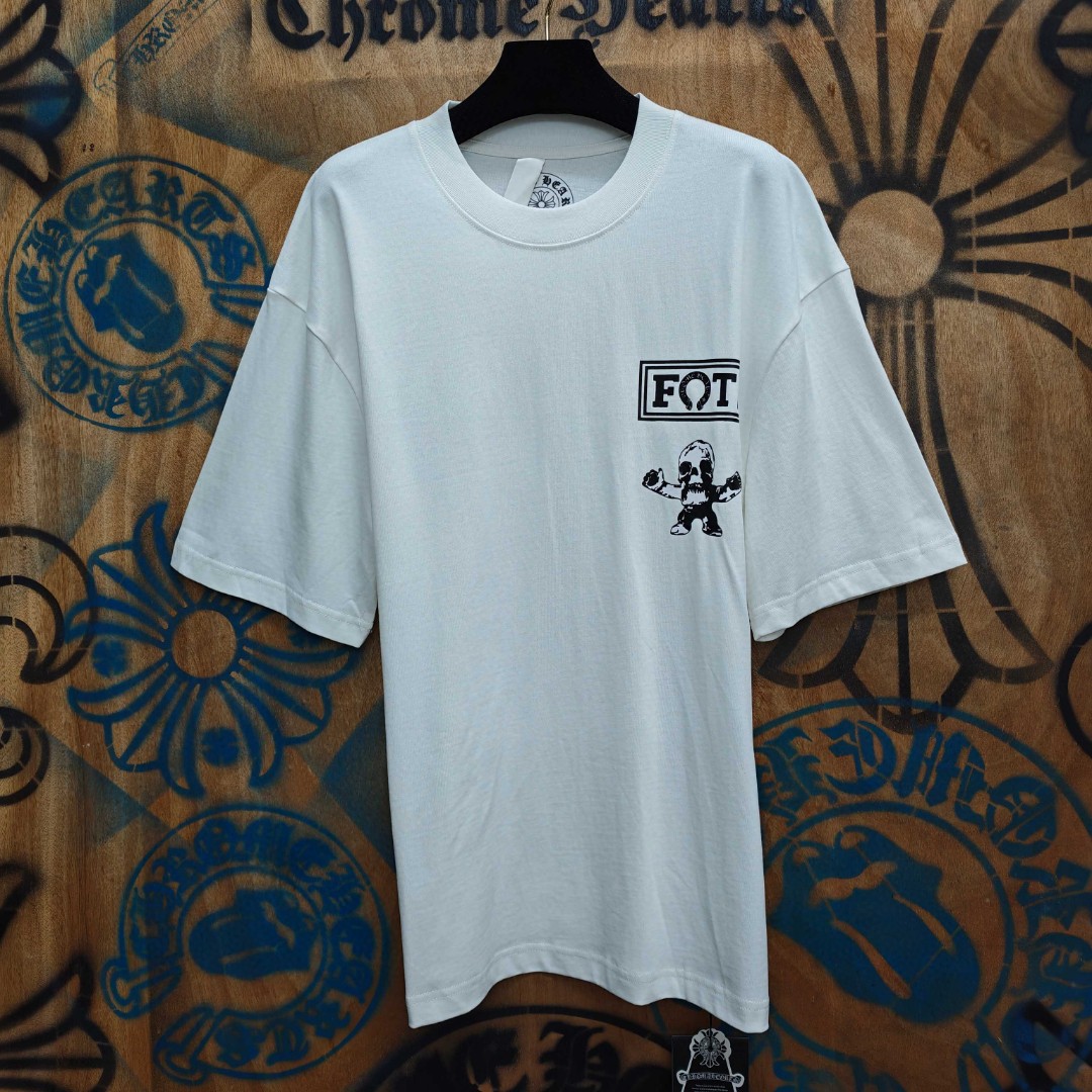 Chrome Hearts 克罗心 彩色骷颅头印花圆领短袖 T恤 白色 A0