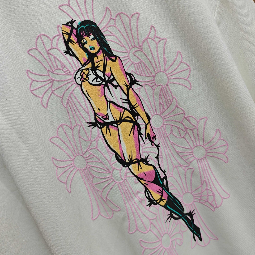 [Copy]Chrome Hearts 克罗心 彩色泼墨马蹄印花圆领短袖 T恤 白色 黑色 A0