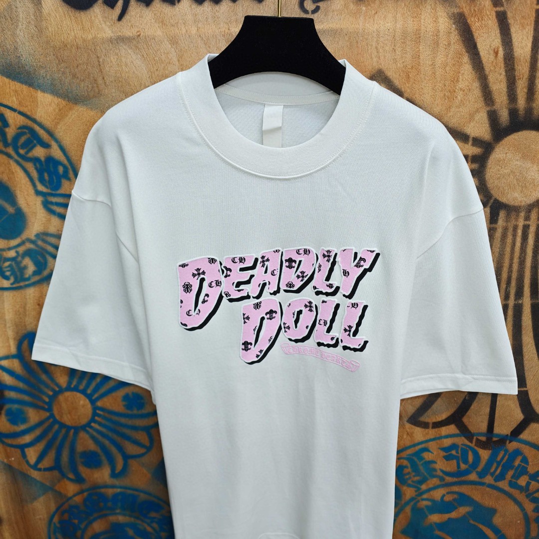 [Copy]Chrome Hearts 克罗心 彩色泼墨马蹄印花圆领短袖 T恤 白色 黑色 A0