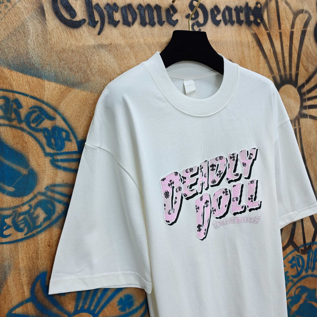 [Copy]Chrome Hearts 克罗心 彩色泼墨马蹄印花圆领短袖 T恤 白色 黑色 A0