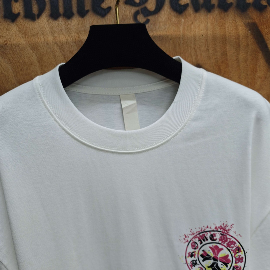Chrome Hearts 克罗心 彩色泼墨马蹄印花圆领短袖 T恤 白色 黑色 A0