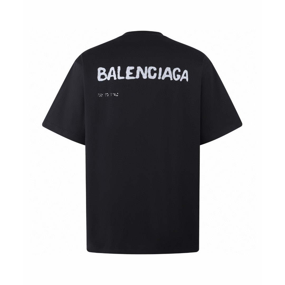 Balenciaga 巴黎世家 模糊字母圆领短袖 T恤 夏季 白色 黑色 A0 641675TOVO53307
