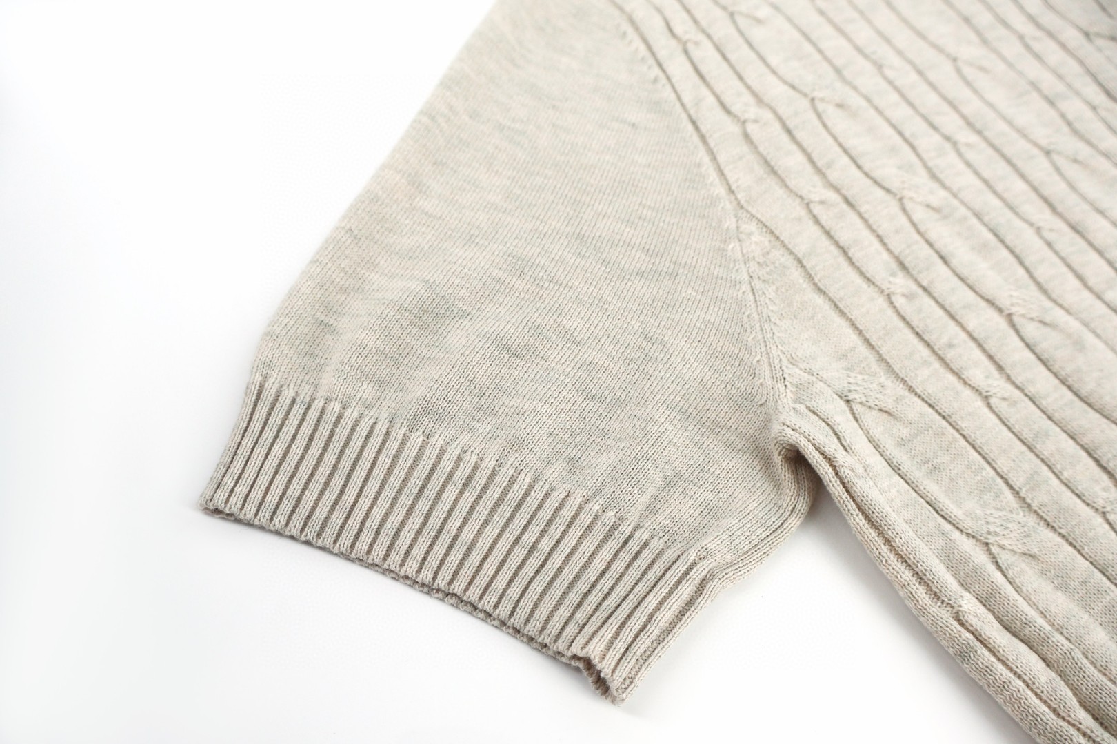 Loro Piana LP 绞花老钱风圆领短袖 针织衫 T恤 夏季 咖色 杏色 B0 1AJUUF