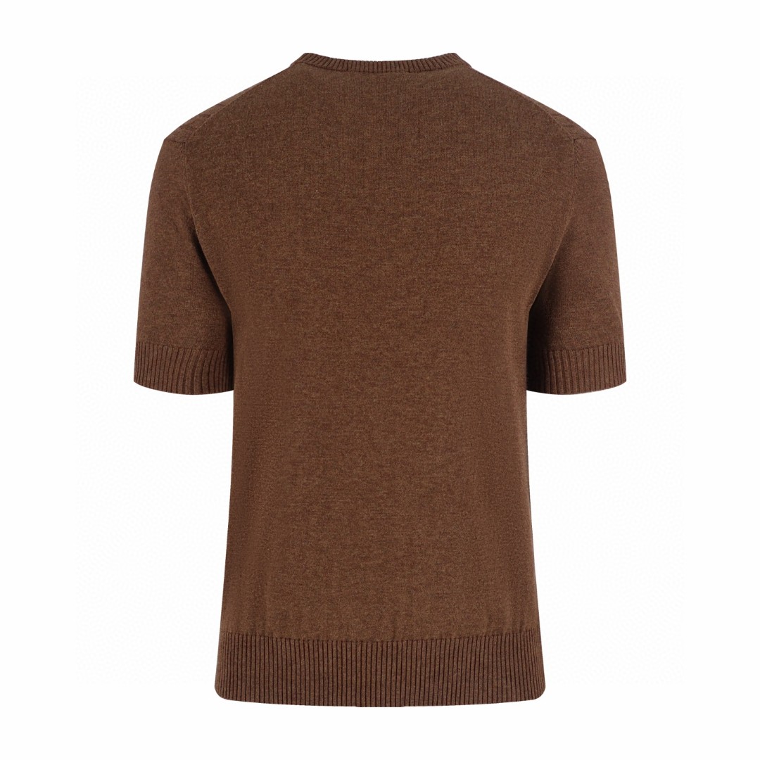 Loro Piana LP 绞花老钱风圆领短袖 针织衫 T恤 夏季 咖色 杏色 B0 1AJUUF