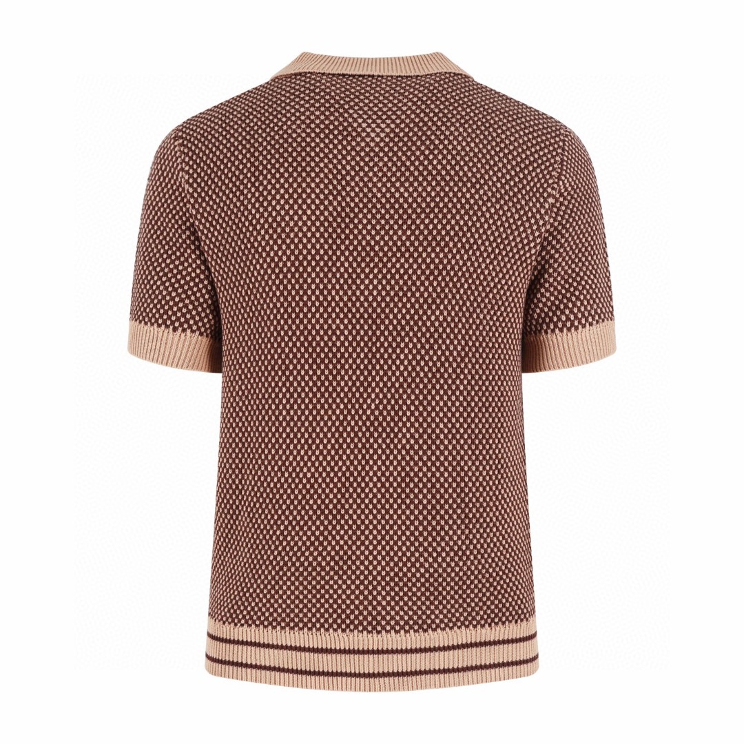 LOUIS VUITTON 路易威登 LV 针织网眼Polo衫 夏季 T恤 短袖 棕色 B0 1AJUUF