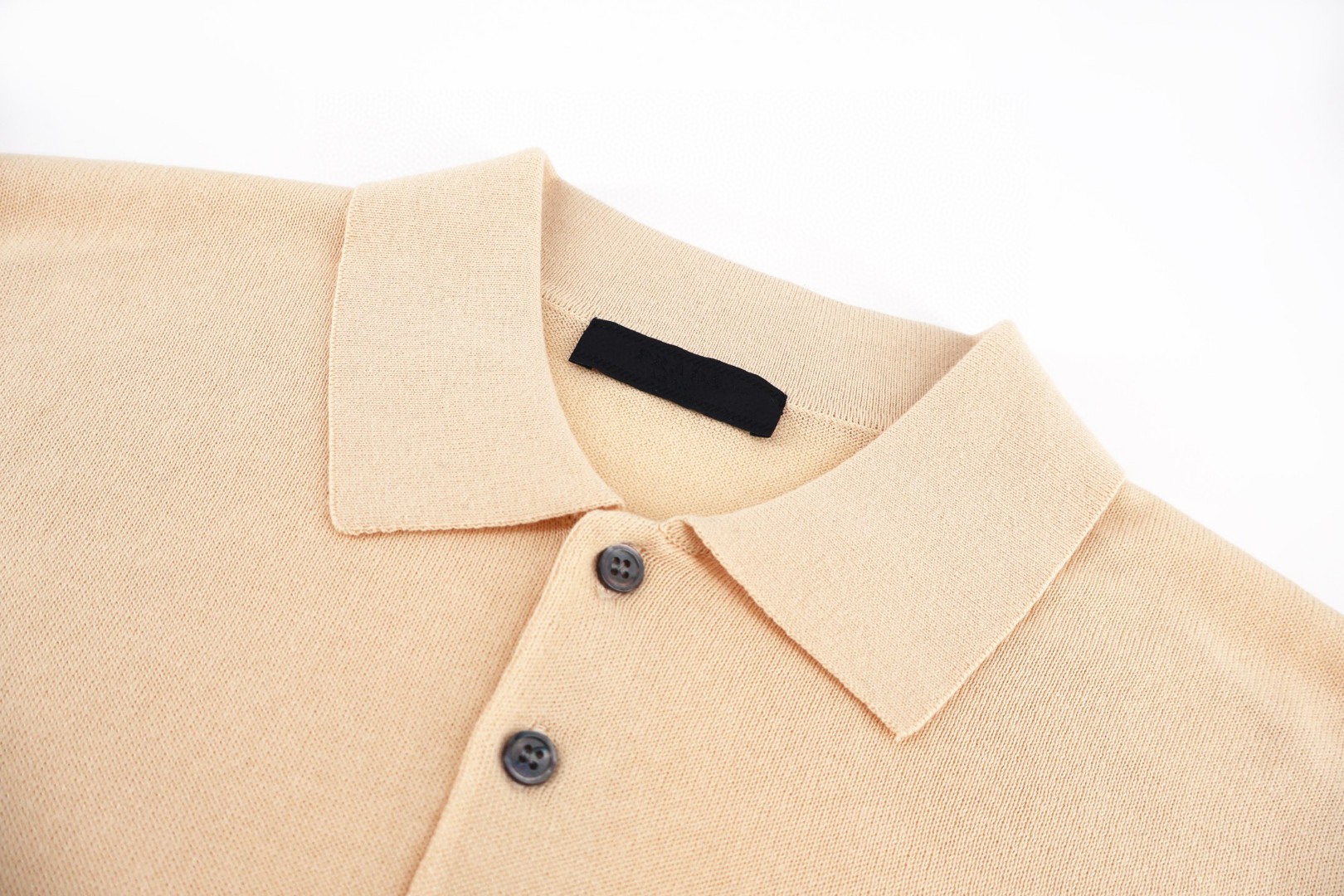 PRADA 普拉达 刺绣翻领针织Polo衫 短袖 T恤 夏季 黑色 杏色 A5