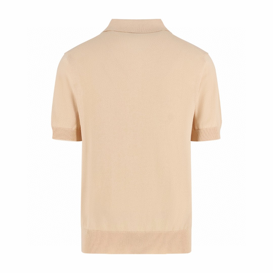 PRADA 普拉达 刺绣翻领针织Polo衫 短袖 T恤 夏季 黑色 杏色 A5