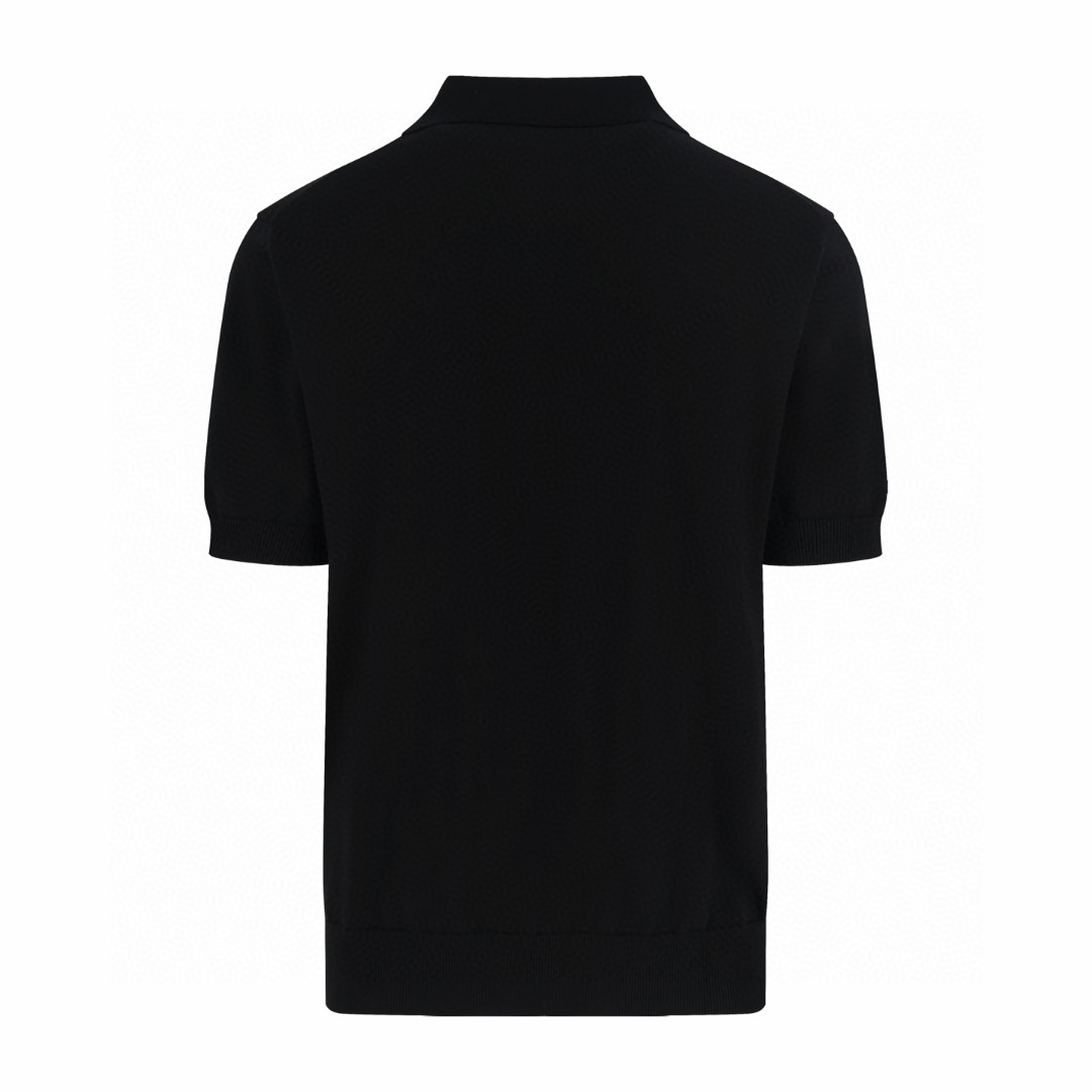 PRADA 普拉达 刺绣翻领针织Polo衫 短袖 T恤 夏季 黑色 杏色 A5