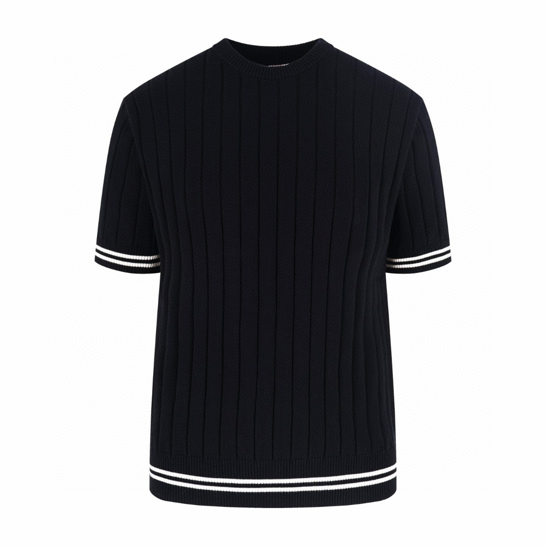 Brunello Cucinelli BC 绞花老钱风针织圆领短袖 T恤 灰色 杏色 黑色 A5