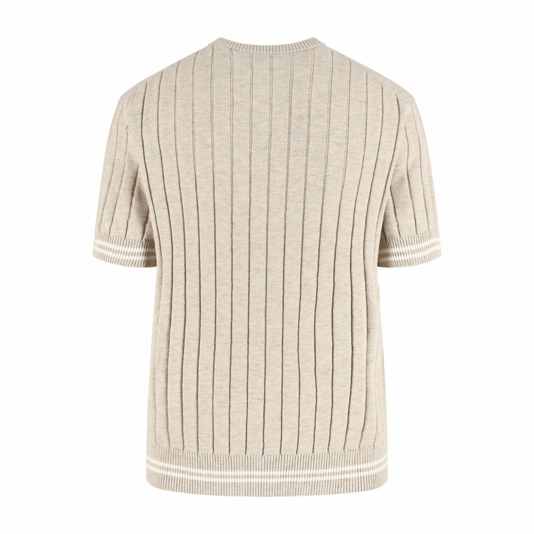 Brunello Cucinelli BC 绞花老钱风针织圆领短袖 T恤 灰色 杏色 黑色 A5