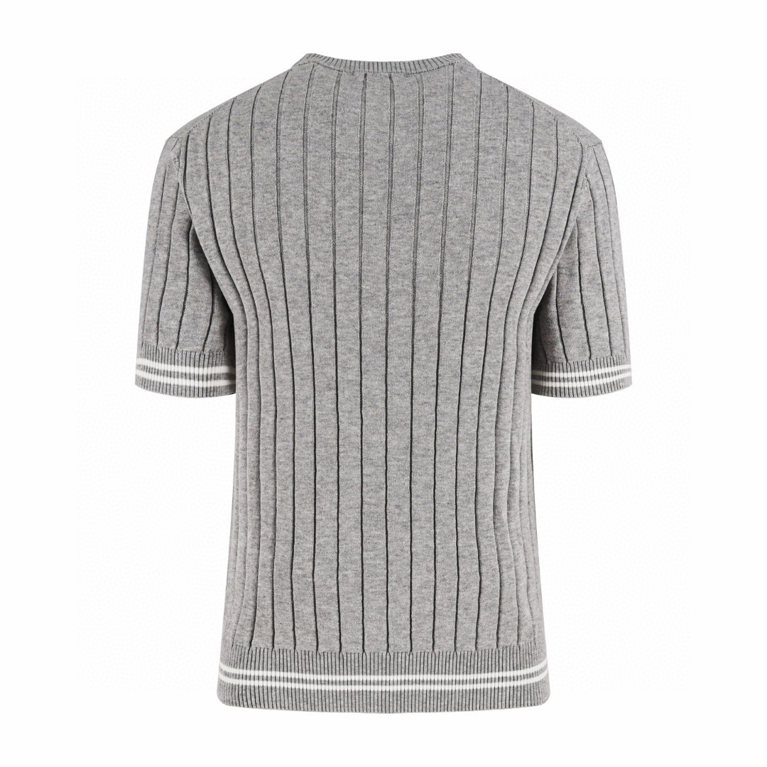 Brunello Cucinelli BC 绞花老钱风针织圆领短袖 T恤 灰色 杏色 黑色 A5