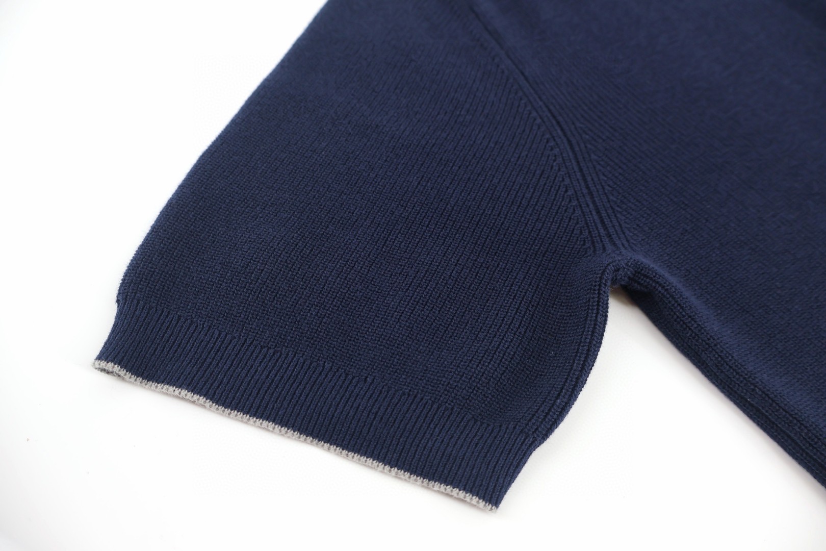 Brunello Cucinelli BC 海鸥领老钱风针织短袖 T恤 棕色 白色 蓝色 A5