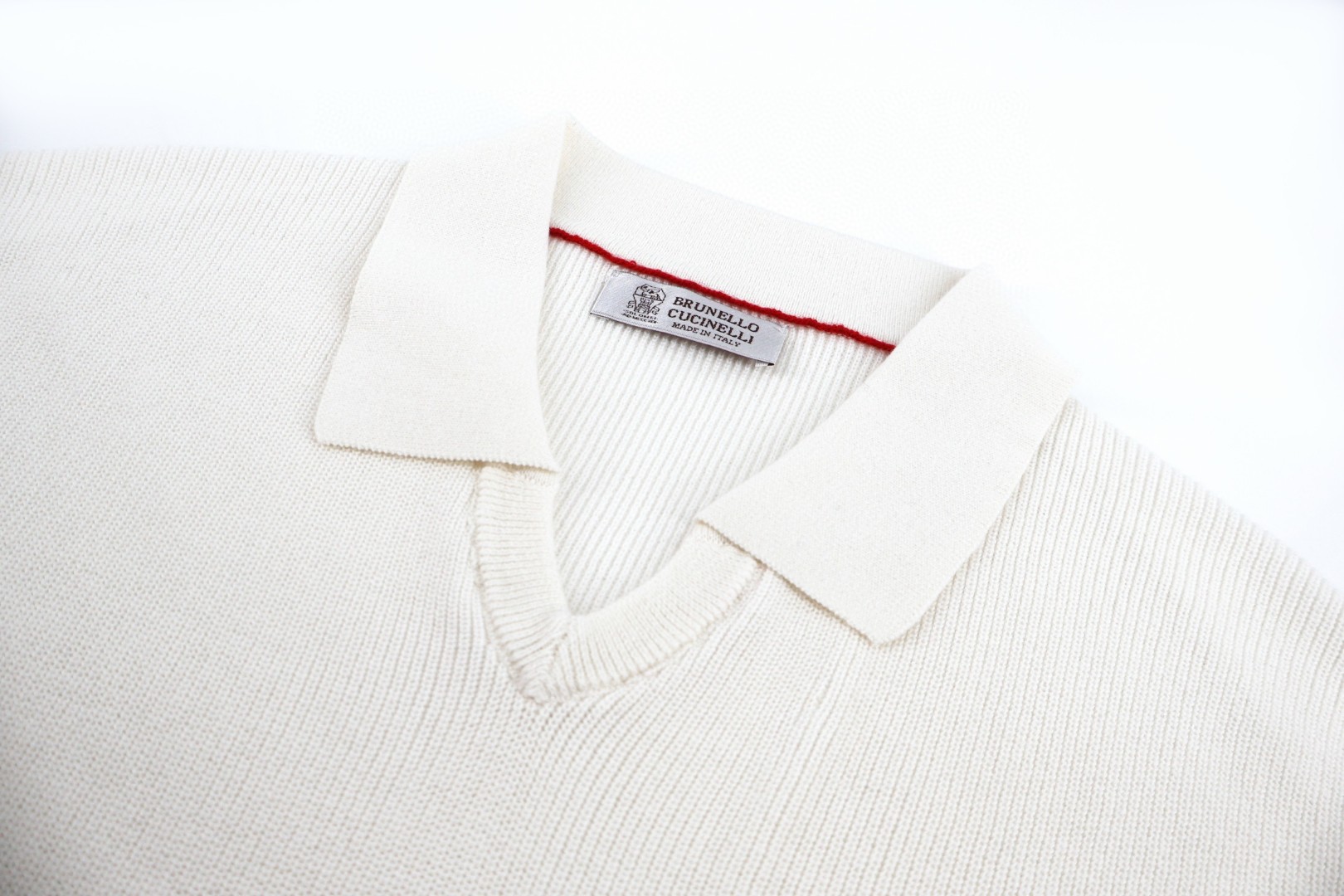 Brunello Cucinelli BC 海鸥领老钱风针织短袖 T恤 棕色 白色 蓝色 A5