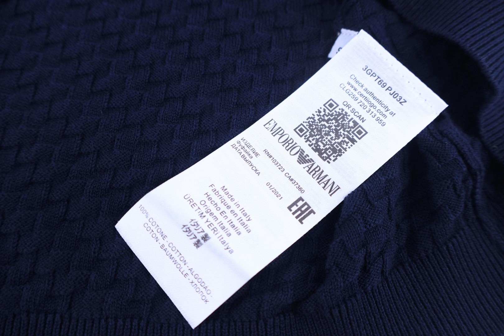 EMPORIO ARMANI 阿玛尼 老钱风绞花编织短袖针织衫 T恤 夏款 灰色 蓝色 A5 EM001572-AF14851-F8086