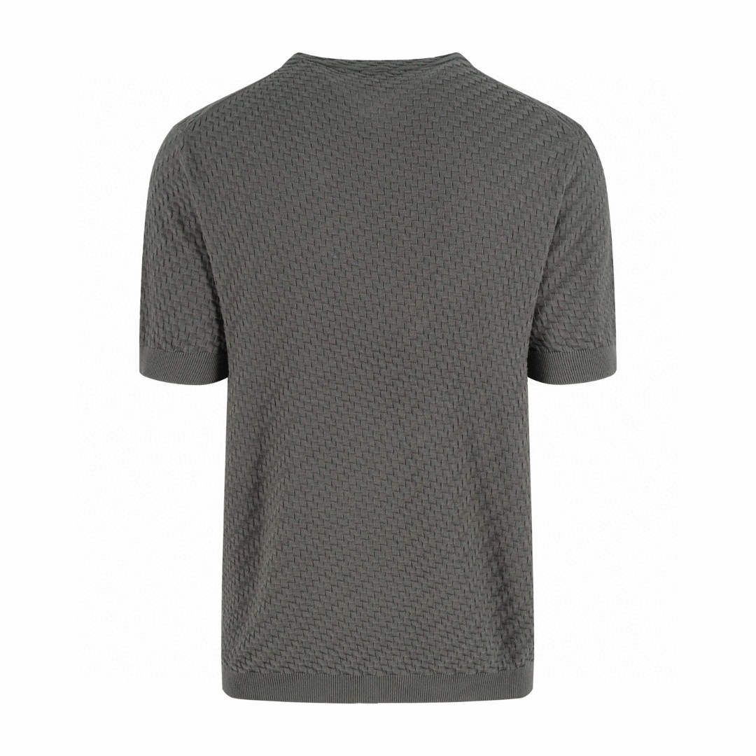 EMPORIO ARMANI 阿玛尼 老钱风绞花编织短袖针织衫 T恤 夏款 灰色 蓝色 A5 EM001572-AF14851-F8086