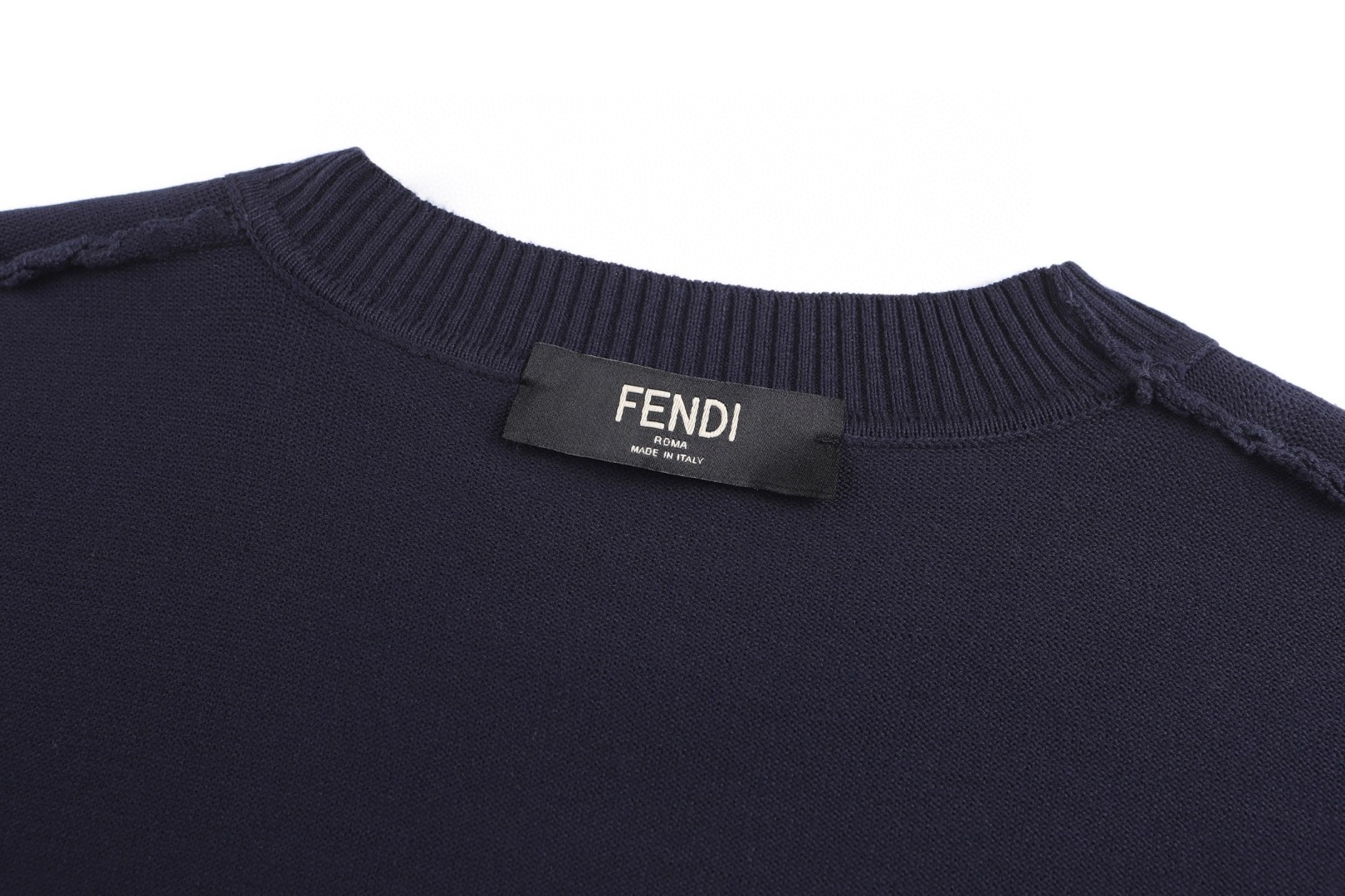 FENDI 芬迪 双F刺绣logo针织短袖 T恤 夏款 白色 蓝色 A5 FZY443AYYGF0QA0