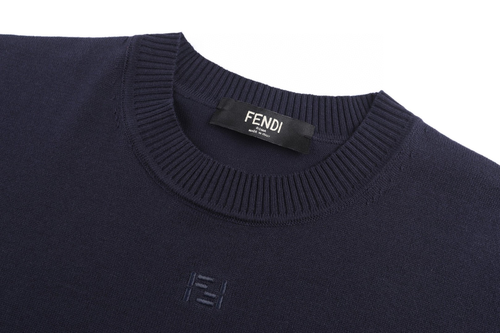 FENDI 芬迪 双F刺绣logo针织短袖 T恤 夏款 白色 蓝色 A5 FZY443AYYGF0QA0