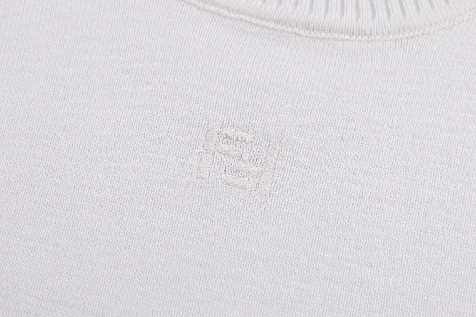 FENDI 芬迪 双F刺绣logo针织短袖 T恤 夏款 白色 蓝色 A5 FZY443AYYGF0QA0