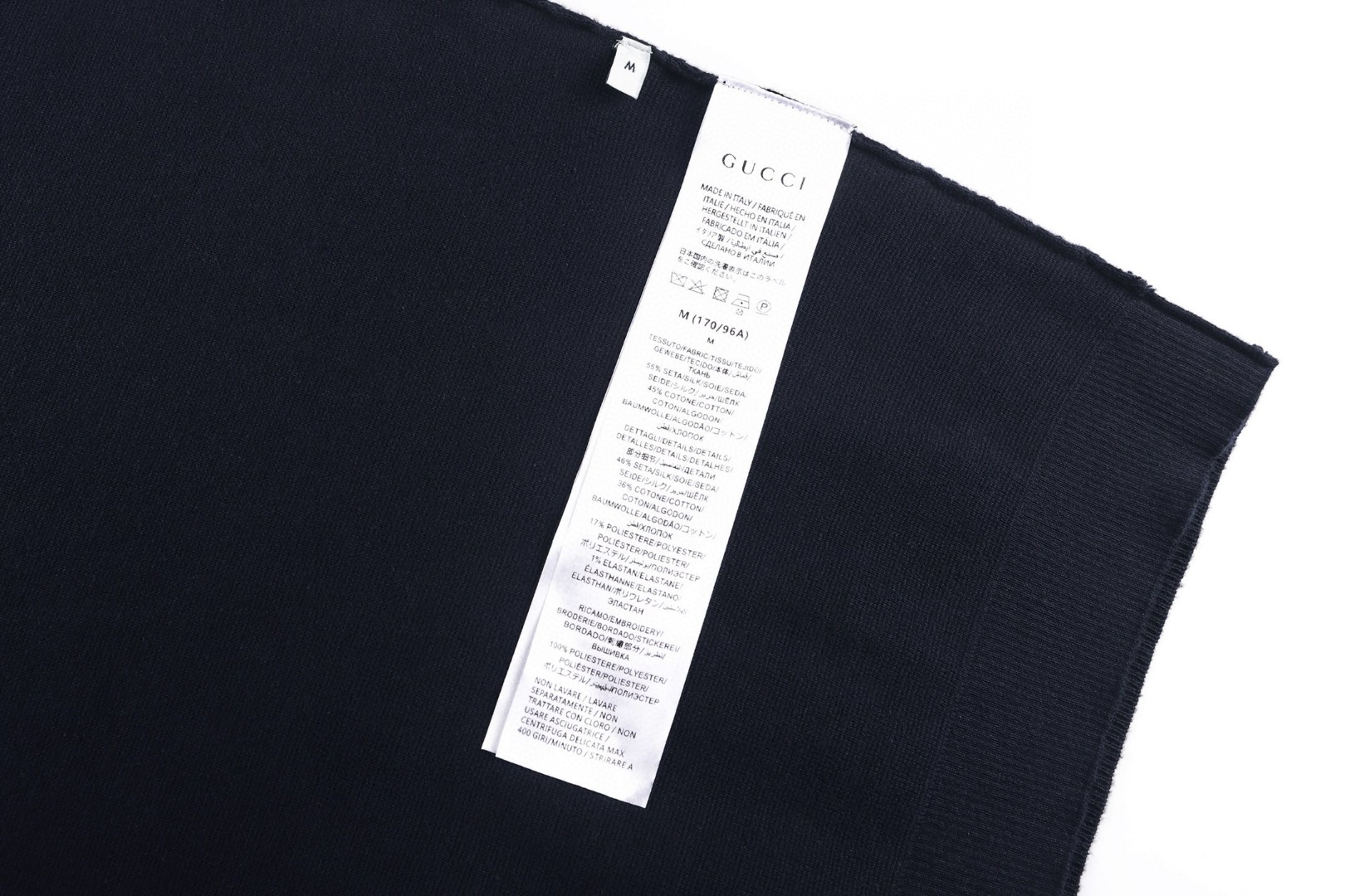 GUCCI 古驰 logo刺绣桑蚕丝混纺针织圆领短袖 T恤 夏季 蓝色 A5