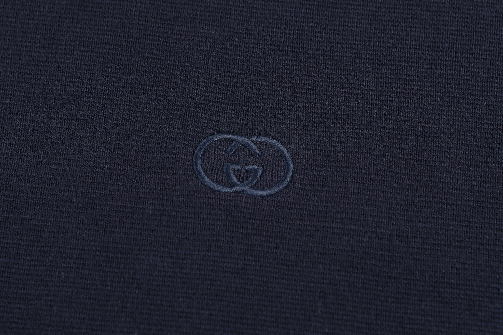 GUCCI 古驰 logo刺绣桑蚕丝混纺针织圆领短袖 T恤 夏季 蓝色 A5