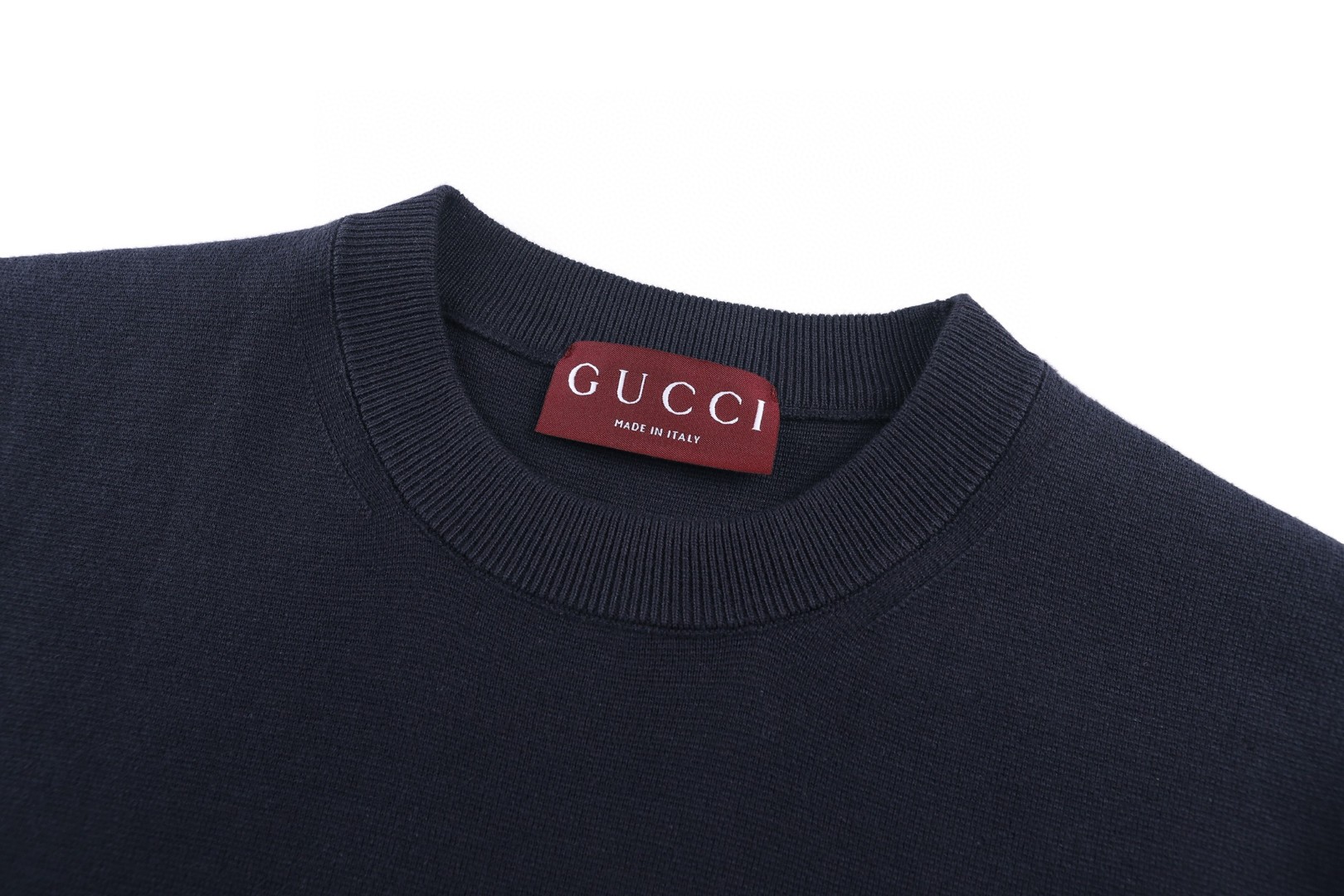 GUCCI 古驰 logo刺绣桑蚕丝混纺针织圆领短袖 T恤 夏季 蓝色 A5