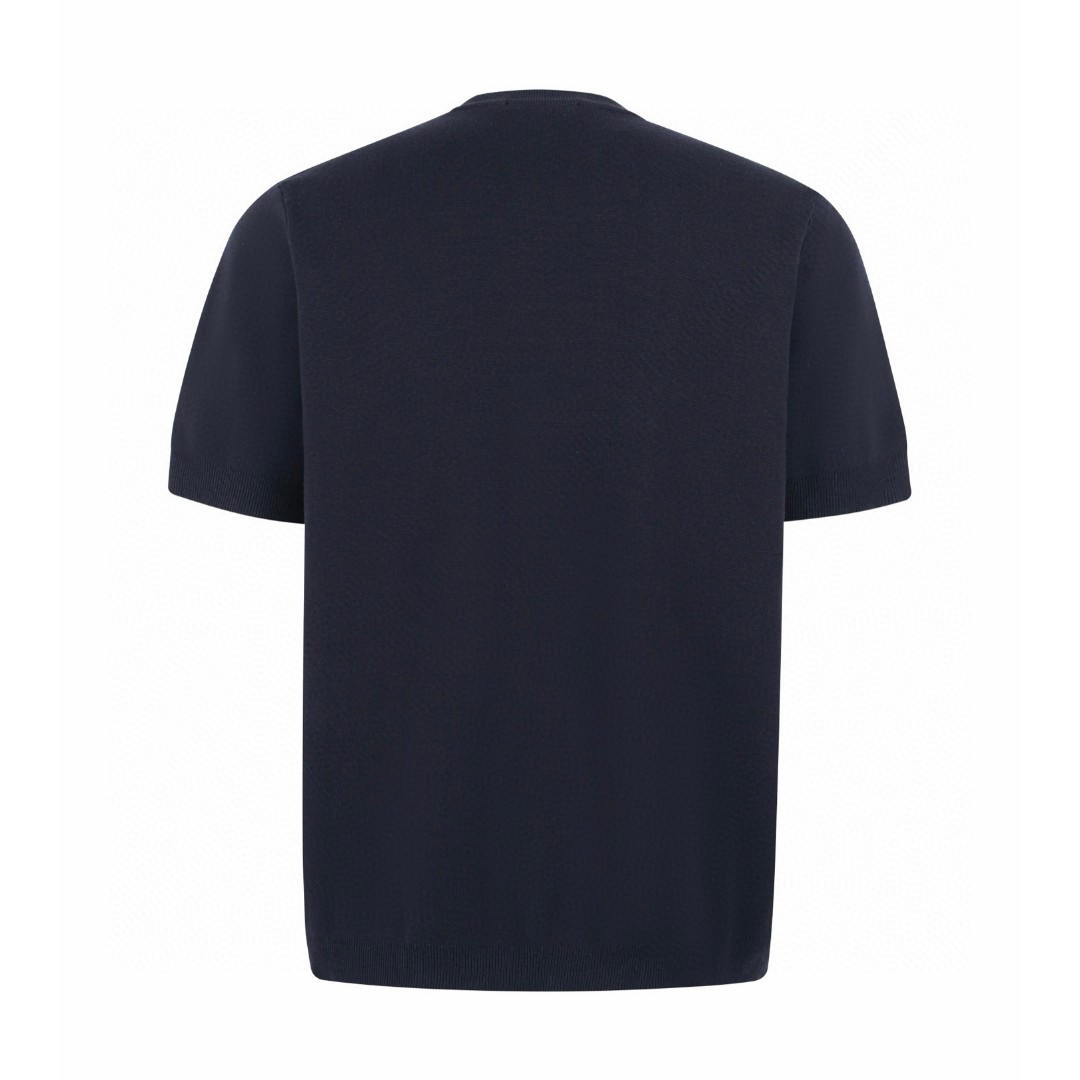 GUCCI 古驰 logo刺绣桑蚕丝混纺针织圆领短袖 T恤 夏季 蓝色 A5