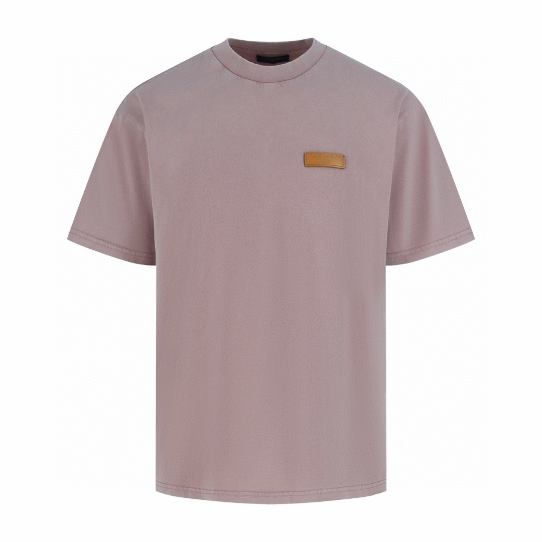 LOUIS VUITTON 路易威登 皮标圆领短袖 T恤 夏款 藕粉色 A0 1AJUCP