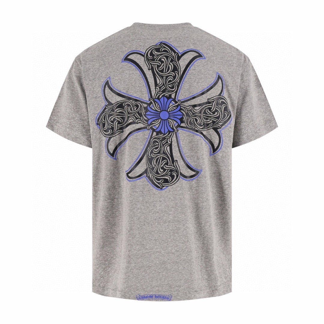 Chrome Hearts CH 克罗心 十字架藤花圆领短袖 T恤 花灰色 A2  