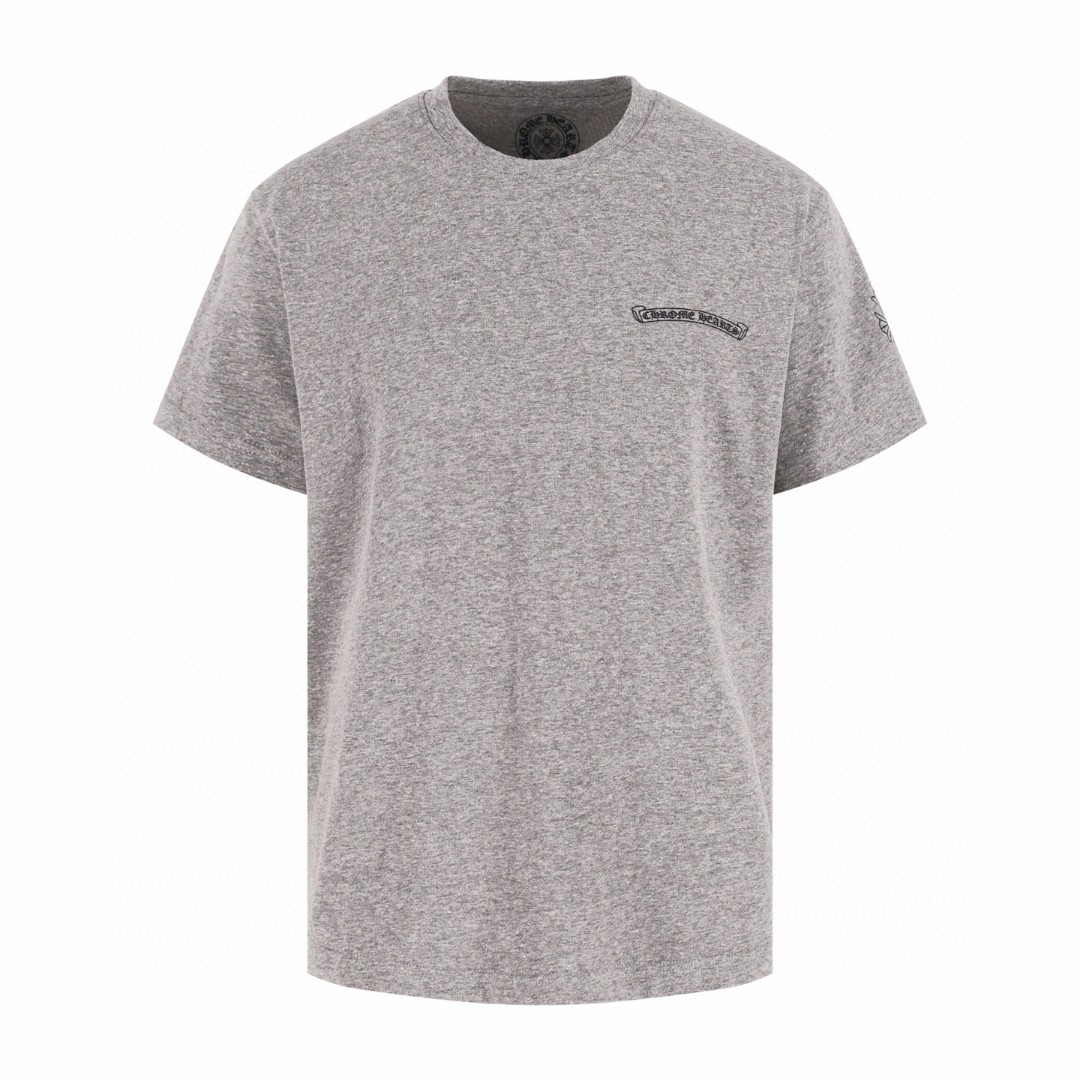 Chrome Hearts CH 克罗心 卷轴十字架印花圆领短袖 T恤 花灰色 A2  