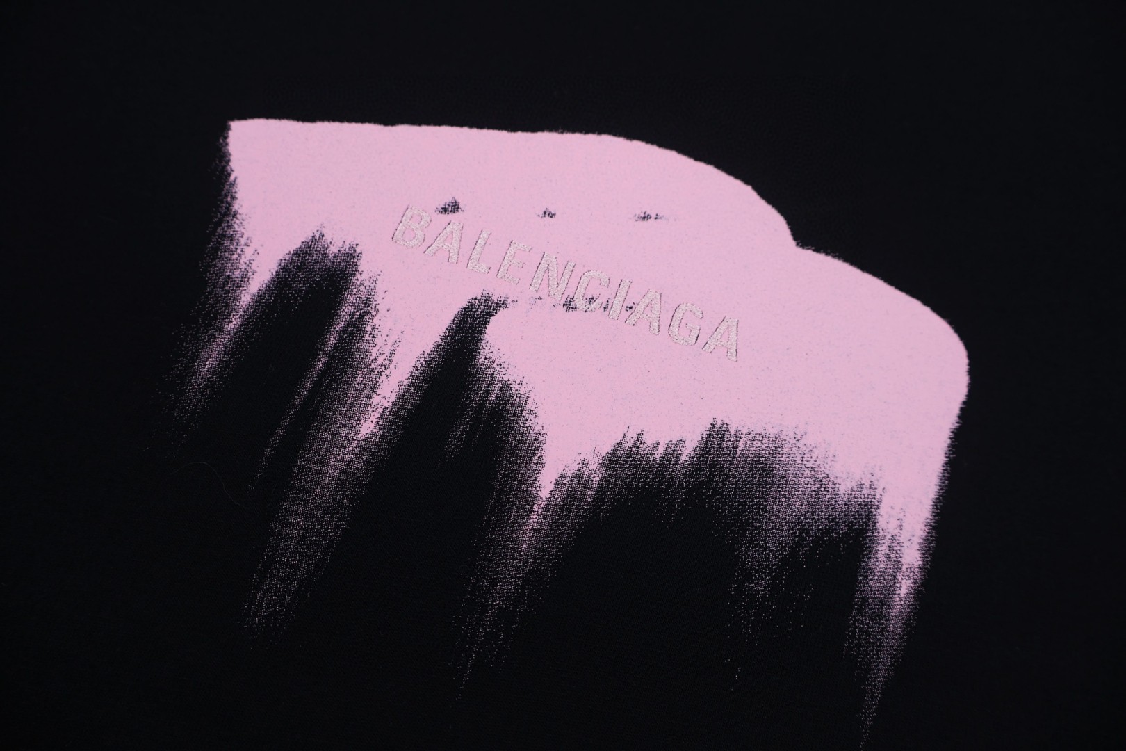 Balenciaga 巴黎世家 液化印绣圆领短袖 T恤 夏季 黑色 A2 850345TUVJ81000