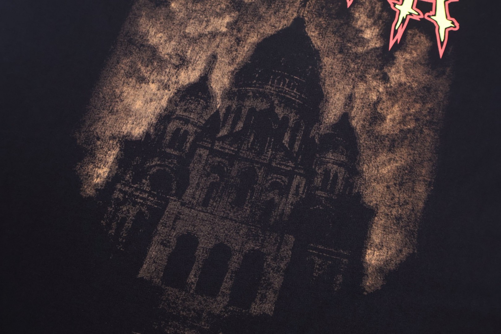 Balenciaga 巴黎世家 城堡古堡印花圆领短袖 T恤 夏季 黑色 A2 764235TUVE41000